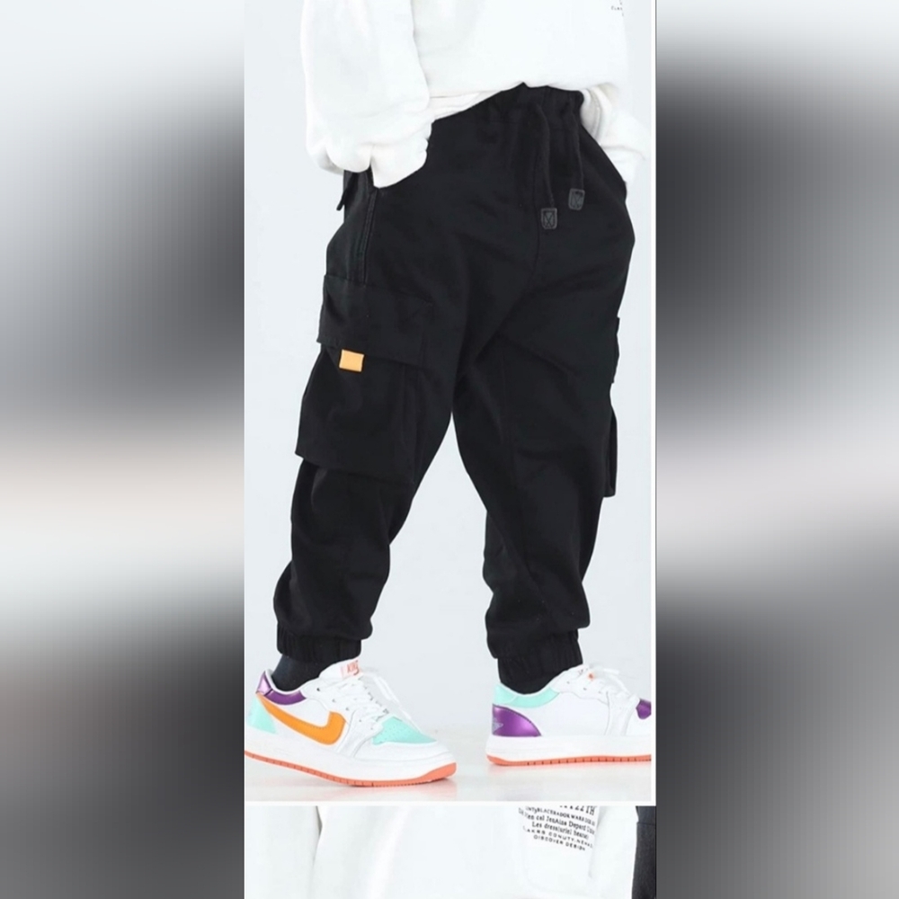 Mini Panda Toddlers Cargo Pants Black Boys or Girls Size 2T